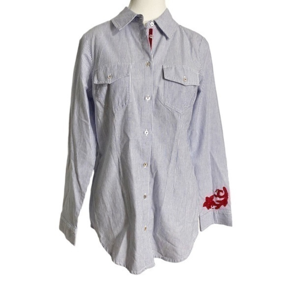 Soft Surroundings Amboise Embroidered Long Sleeve Blouse Size XS
